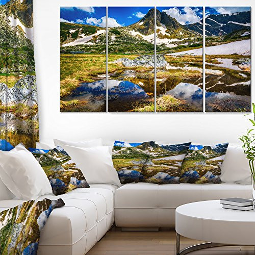 Designart Stunning Mountains in Rila Lakes District-Landscape Art Print Canvas-48x28 4 Piece-PT9954-271, 28'' H x 48'' W x 1'' D 4P Designart Stunning Mountains in Rila Lakes District-Landscape Art Print Canvas-48x28 4 Piece-PT9954-271, 28'' H x 48'' W x 1'' D 4P