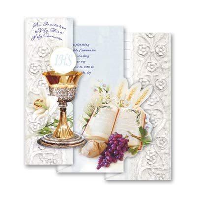 DPW First Communion Primera Comunion Party Invitations English Invitaciones Chalice Blue Grapes and Bible Fiesta 10PC