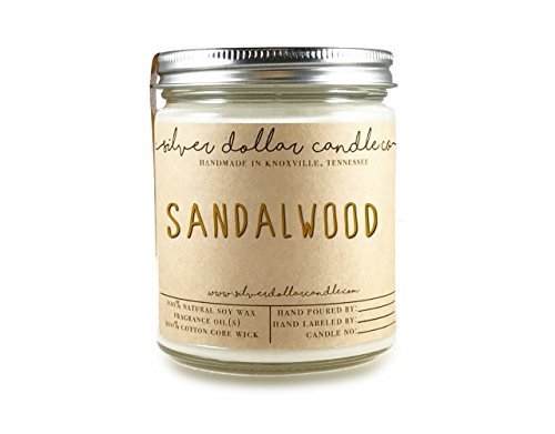 Sandalwood 8oz Scented Candle - Natural Eco-Friendly Hand-Poured Soy Wax by Silver Dollar Candle Co.
