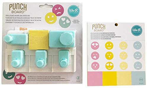 We R Memory Keepers 661810 Emoji Punch Board Tools Plus Extra 450 Pc Paper Pad - Bundle 2 Items