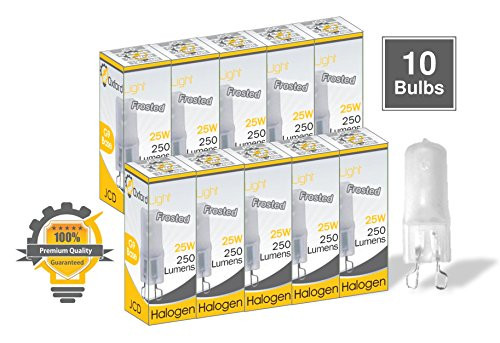 Oxford Light OL83881 10X G9 25W 120V JCD Type, Frosted, g9 Light Bulb, g9 Halogen Bulb, Bi Pin Halogen Lamp, 25 Watt 120 Volt 10-Pack Quality Halogen Bulbs (10 Pack)