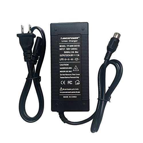Tangspower 48V Charger Output 54.6V 1.5A / 3A for 13 Series Battery 48 V Lithium Batteries Pack (Output Current RCA 10mm)