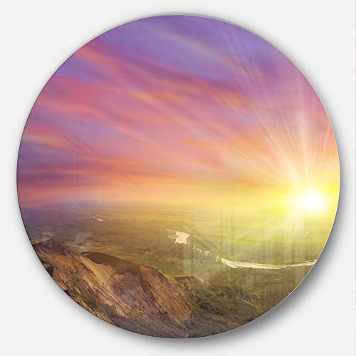 Designart Scintillating Sunset - Photography Disc MT6905-C23-Disc of 23 inch, 23'' H x 23'' W x 1'' D 1P Yellow/Purple Designart Scintillating Sunset - Photography Disc MT6905-C23-Disc of 23 inch, 23'' H x 23'' W x 1'' D 1P Yellow/Purple