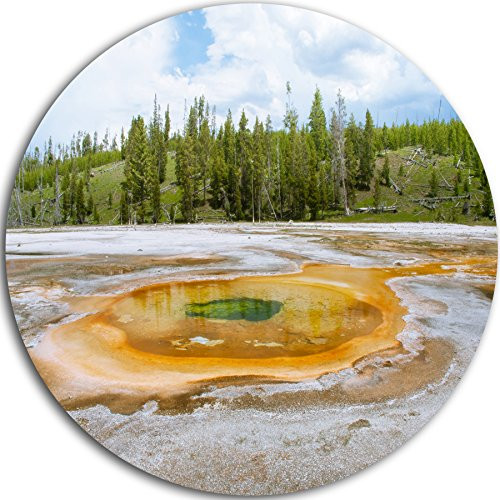 Designart Chromatic Morning Glory Pool Landscape Photo Metal Artwork - Disc of 23 inch, 23'' H x 23'' W x 1'' D 1P, Green Designart Chromatic Morning Glory Pool Landscape Photo Metal Artwork - Disc of 23 inch, 23'' H x 23'' W x 1'' D 1P, Green