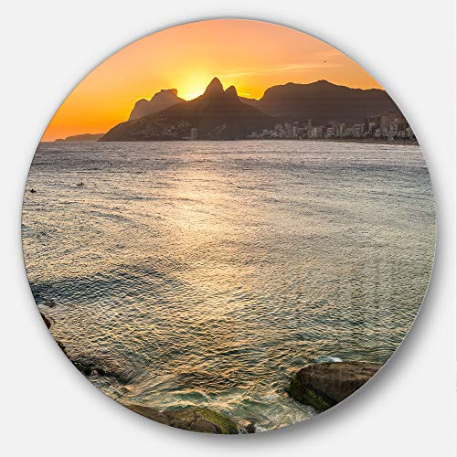 Designart Ipanema in Rio de Janeiro Sunset Seascape Round Wall Art Disc of 23 inch 23'' H x 23'' W x 1'' D 1P Designart Ipanema in Rio de Janeiro Sunset Seascape Round Wall Art Disc of 23 inch 23'' H x 23'' W x 1'' D 1P