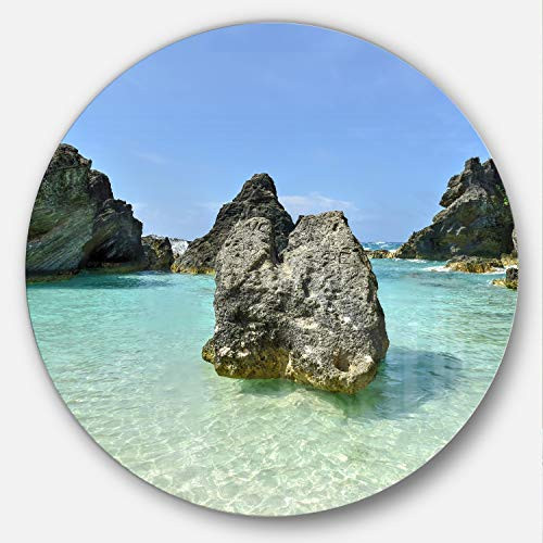 Designart Horseshoe Bay Cove Bermuda Beach Round Wall Art - Disc of 38 38x38-Disc of 38 inch, Blue