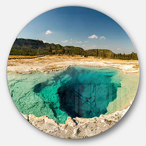 Designart Yellow Stone Pool Panorama Landscape Large Metal Wall Art - Disc of 23, 23'' H x 23'' W x 1'' D 1P, Blue Designart Yellow Stone Pool Panorama Landscape Large Metal Wall Art - Disc of 23, 23'' H x 23'' W x 1'' D 1P, Blue