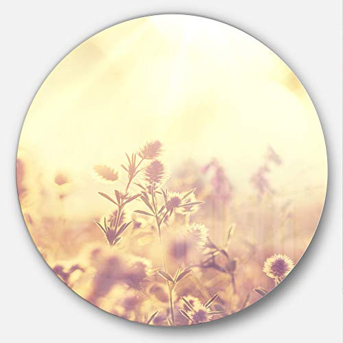 Designart Mountain Meadow at Sunset Flower Round Wall Art- Disc of 23 23'' H x 23'' W x 1'' D 1P Yellow Designart Mountain Meadow at Sunset Flower Round Wall Art- Disc of 23 23'' H x 23'' W x 1'' D 1P Yellow