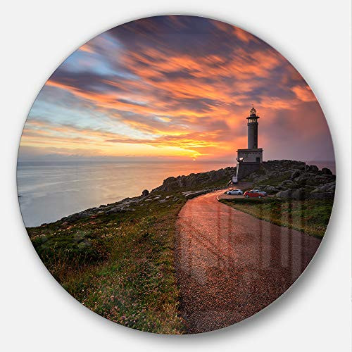 Designart Punta Nariga Lighthouse Spain-Seashore Photo Metal Wall Art - Disc of 11 11'' H x 11'' W x 1'' D 1P Blue