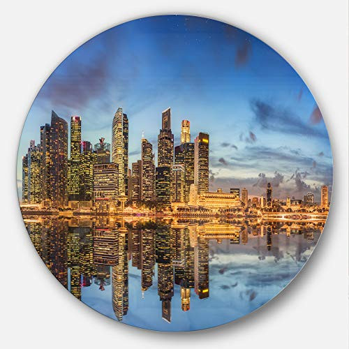Designart Singapore Skyline and View of Marina Bay-Cityscape Metal Artwork - Disc of 11 11'' H x 11'' W x 1'' D 1P Designart Singapore Skyline and View of Marina Bay-Cityscape Metal Artwork - Disc of 11 11'' H x 11'' W x 1'' D 1P