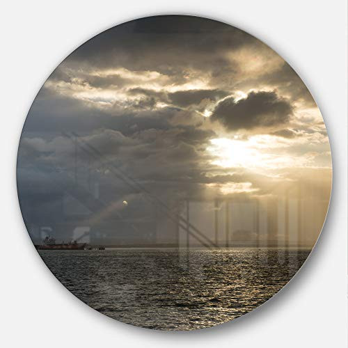 Designart Beautiful Cloudy Sunset at Australia Beach Seashore Round Metal Wall Art Disc of 11 inch 11'' H x 11'' W x 1'' D 1P Blue/White Designart Beautiful Cloudy Sunset at Australia Beach Seashore Round Metal Wall Art Disc of 11 inch 11'' H x 11'' W x 1'' D 1P Blue/White