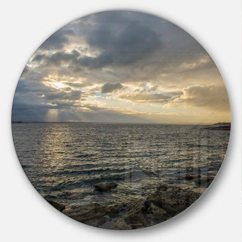 Designart Cloudy Australian Sydney Seashore Round Wall Art Disc of 11 inch 11'' H x 11'' W x 1'' D 1P Blue/White Designart Cloudy Australian Sydney Seashore Round Wall Art Disc of 11 inch 11'' H x 11'' W x 1'' D 1P Blue/White