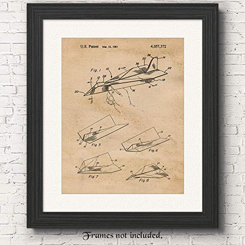 Original Paper Airplane Patent Poster Prints, Set of 1 (11x14) Unframed Photo, Great Wall Art Decor Gifts Under 15 for Home, Office, Man Cave, Garage, Studio, Student, Teacher, NASA & Aviation Fan