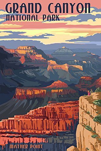Grand Canyon National Park, Arizona - Mather Point (9x12 Art Print, Wall Decor Travel Poster)