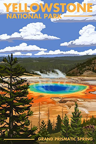 Yellowstone National Park, Wyoming - Grand Prismatic Spring (9x12 Art Print, Wall Decor Travel Poster)