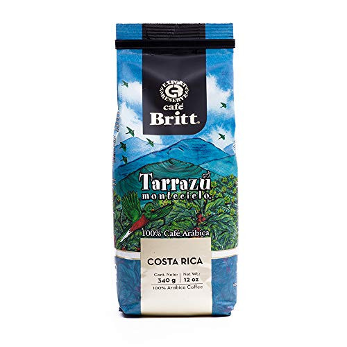 Café Britt® - Costa Rican Tarrazu Montecielo Coffee (12 oz.) - Ground, Arabica Coffee, Kosher, Gluten Free, 100% Gourmet & Medium Dark Roast (1 Year Shelf-Life)