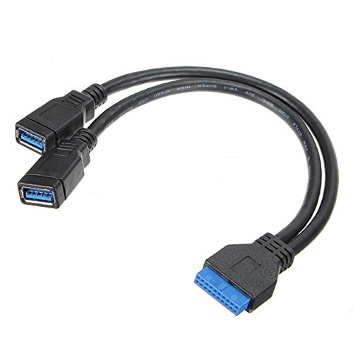 CY 2 Ports USB 3.0 Female to Motherboard 20pin Header Cable for Front Panel 20cm
