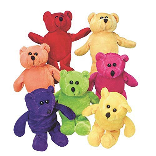 Dozen Plush Bean Bag Neon Teddy Bear Stuffed Animals
