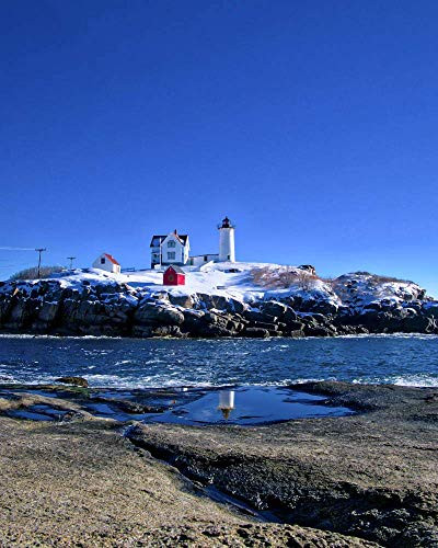 Winter at the Nubble Lighthouse 2, Cape Neddick, Maine 8xx10 Color Photograph