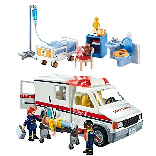 Playmobil City Action Playset Bundle with Rescue Ambulance and Child Hospital Room