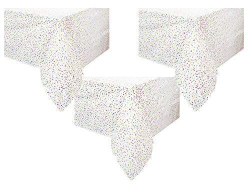 Unique Industries Set of 3 Unique 84" x 54" Rainbow Sprinkles Plastic Tablecloth bundled by Maven Gifts