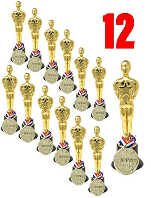 Amazing Set of Trophy Statue and Medal Award| Bulk Pack of 12 | Shiny Golden Oscar Trophies & Medal Awards for Kids & Adults | Ideal As Party Favors, Reward Prizes | Sports Events |Goody Bag Stuffers | Ceremonies Award Amazing Set of Trophy Statue and Medal Award| Bulk Pack of 12 | Shiny Golden Oscar Trophies & Medal Awards for Kids & Adults | Ideal As Party Favors, Reward Prizes | Sports Events |Goody Bag Stuffers | Ceremonies Award