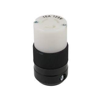 Marinco Power Products 4729 15A 125V 2P 3W (L5-15R) Locking Connector - White Body in A Black Housing