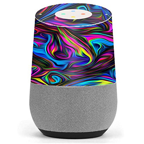Skin Decal Vinyl Wrap for Google Home stickers skins cover/ Neon Color Swirl Glass