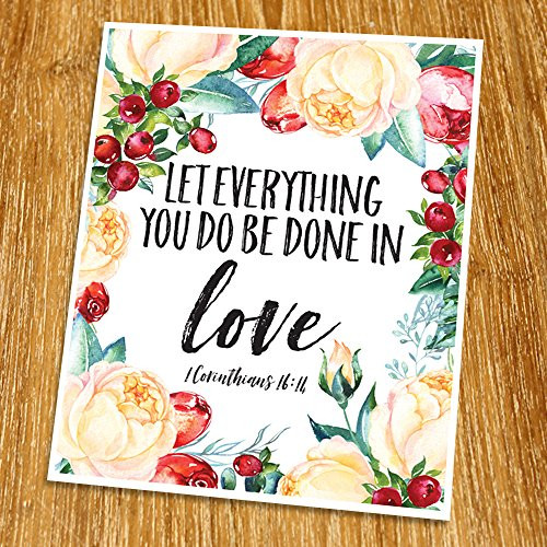 1 Corinthians 16:14 Let everything you do be done in love Print (Unframed), Wedding bible verse, Scripture Print, Love quote, Christian Wall Art, Church decor, 8x10", TC-082