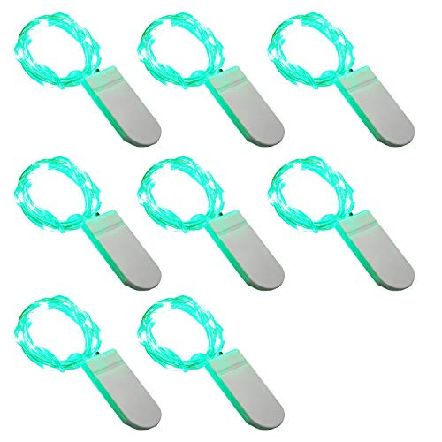 8 Pack Mini Fairy String Light 7.2ft Micro 20 LEDs Battery Operated Starry String Lights on Silver Copper Wire Led String Light for DIY Christmas Wedding Bedroom Halloween Party Table Decor (Green)