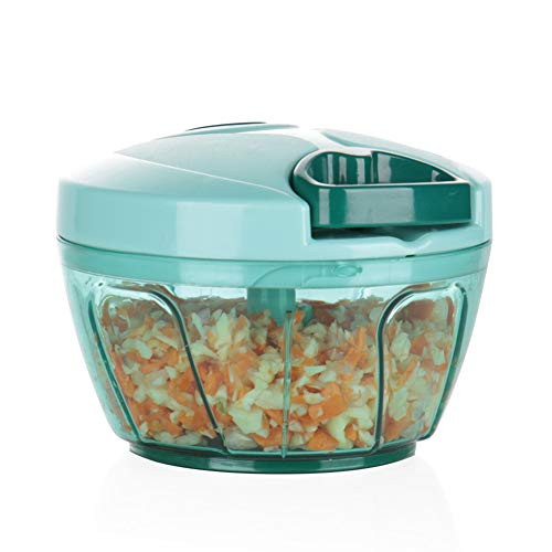 Ourokhome Mini Manual Vegetable Chopper- Portable Food Processor for Vegetables, Garlic, Onion and Meat (Blue)