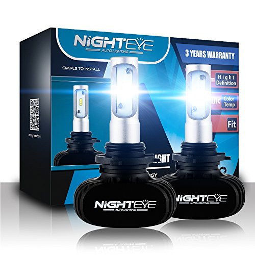 9006/HB4 LED Car Headlight Bulbs Conversion Kit,Nighteye 50W 8000LM 6500K Cool White CREE LED Automotive Driving Headlight Bulbs (Pack of 2)