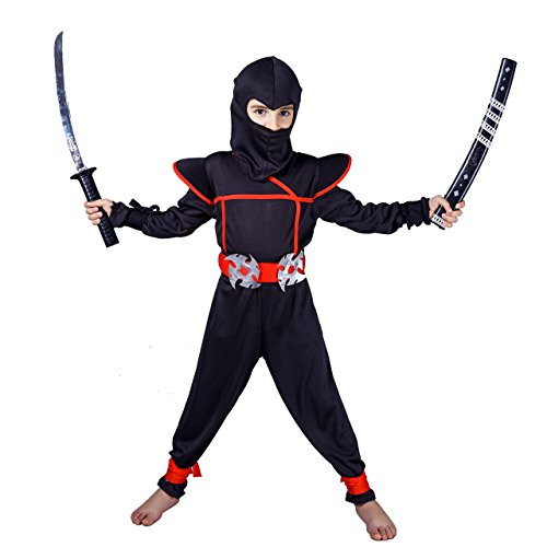 flatwhite Ninja Children's Costumes (10-12 Years, Black)