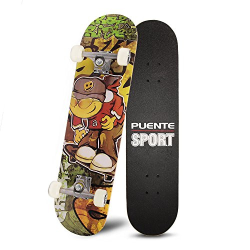 PUENTE 31" Skateboards Complete,Tricks Skateboard for Beginners & Pro- 7 Layer Canadian Maple Wood Double Kick Concave Skateboard