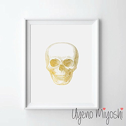 Human Skull Gold Foil Art Print Human Skull Anatomy Gold Print Human Skull Anatomy Gold Wall Art Decor 08 x 10