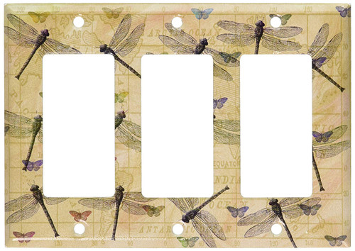 Art Plates - Dragonflies & Butterflies Switch Plate - Triple Rocker