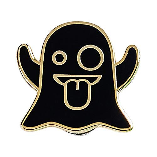 Real Sic Ghost Emoji Enamel Pin - Halloween Pins Series - Cute Snapchat Ghost Emoji Pin for Backpacks, Jackets, Hats & Tops (Black)