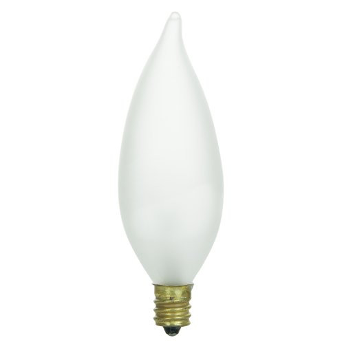 Sunlite 25CFF/32/3 Incandescent 25-Watt, 130 Volt, Candelabra Based, Chandelier Bulb, Flame Tip, Frost