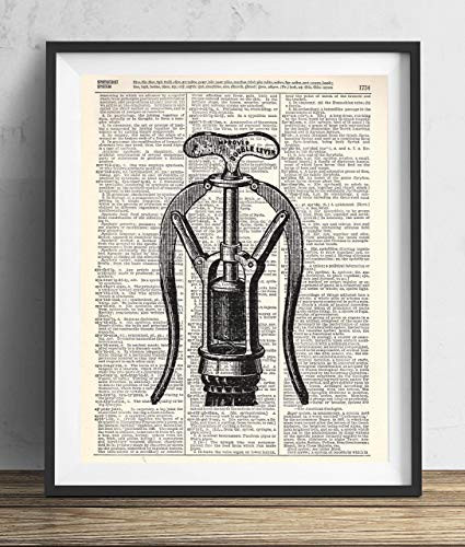 Vintage Corkscrew Illustration Upcycled Dictionary Art Print 8x10