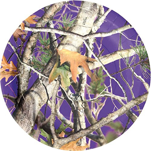 Purple Camo Dinner Plate (Next Vista Camo, 9" Round Plates, 8 pack) Camo Colorz Collection by Havercamp