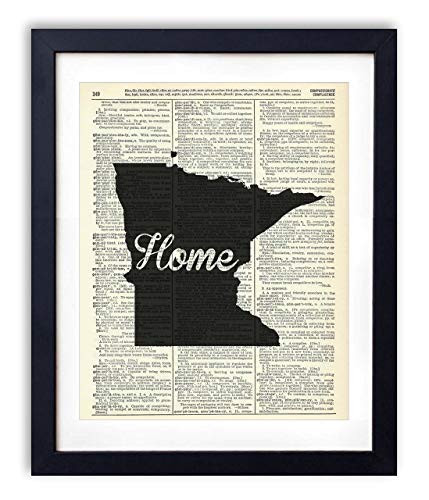 Minnesota Home Script Upcycled Vintage Dictionary Art Print 8x10