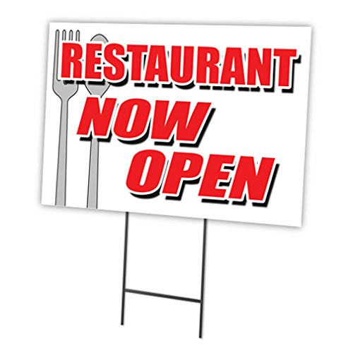 Restaurant Now Open 12"x16" Yard Sign & Stake Outdoor Plastic coroplast Window