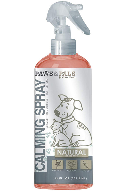 Paws & Pals Pet Natural Calming Spray for Dogs and Cats with Chamomile, Aloe Vera and Lavender - 12oz
