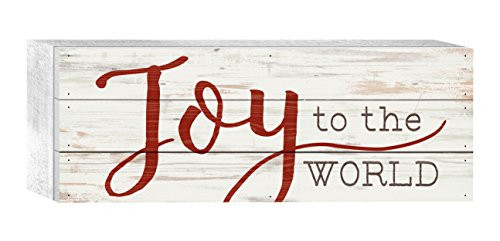 P. GRAHAM DUNN Joy to The World Whitewash 12 x 4.5 Wood Christmas Tabletop Boxed Pallet Sign