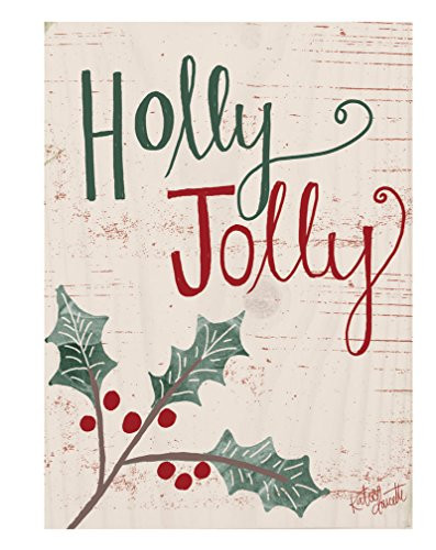 P. GRAHAM DUNN Holly Jolly Berries Whitewash 5.5 x 7.5 Solid Wood Barnhouse Block Sign