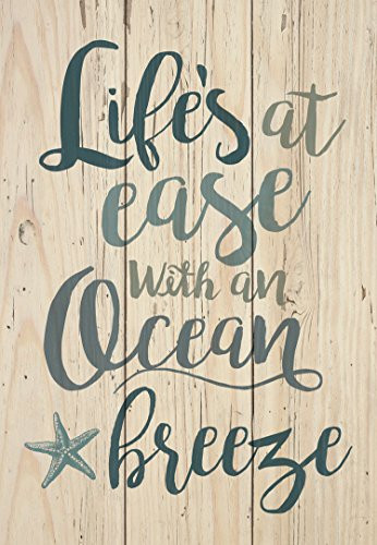 P. GRAHAM DUNN Life's at Ease with an Ocean Breeze Natural 4.5 x 6.5 Solid Wood Mini Tabletop Sign
