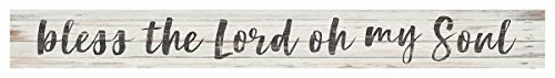 P. GRAHAM DUNN Bless Lord Oh My Soul Whitewash 13.5 x 1.5 Inch Pine Wood Skinny Block Tabletop Sign