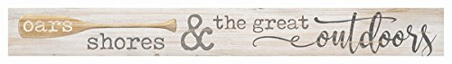 P. GRAHAM DUNN Oars Shores Great Outdoors Whitewash 13.5 x 1.5 Inch Wood Skinny Block Tabletop Sign