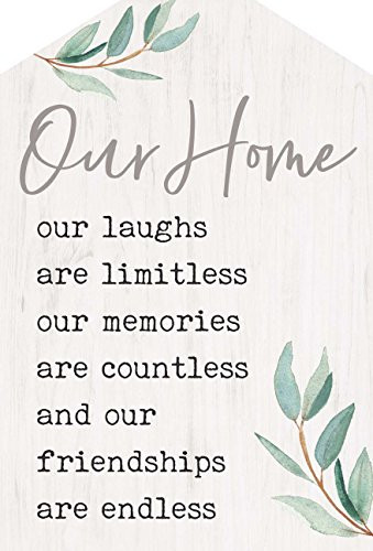 P. GRAHAM DUNN Our Home Whitewash House Shaped 5.5 x 8 Inch Pine Wood Block Tabletop Sign