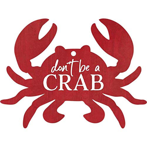 P. Graham Dunn Don't Be A Crab Nautical Brick Red 3 x 2 Wood Hanging Gift Wrap Tag Charms Set of 5